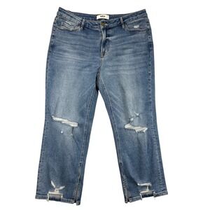 Mica Los Angeles Jeans Womens 14W Distressed Cropped‎ Straight Leg Split Hem